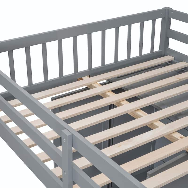 Full Over Twin Bunk Bed with Wardrobe and Drawers