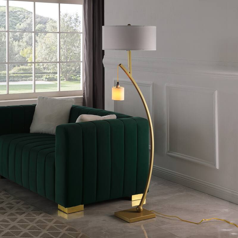 Contemporary Dual Arc Hanging Pendulum Metal Floor Lamp