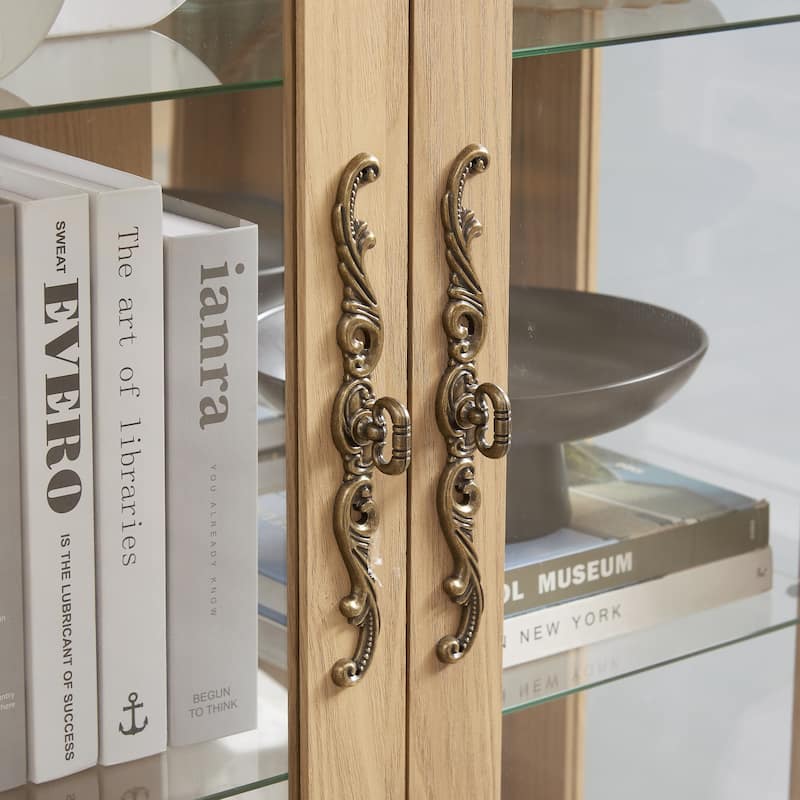 Elegant Glass Curio Display Cabinet with 1 Drawer