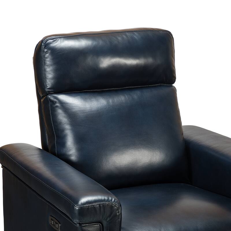 Alicia 34.65" Wide Contemporary Classic Genuine Leather Power Recliner With USB Port, Set of 2