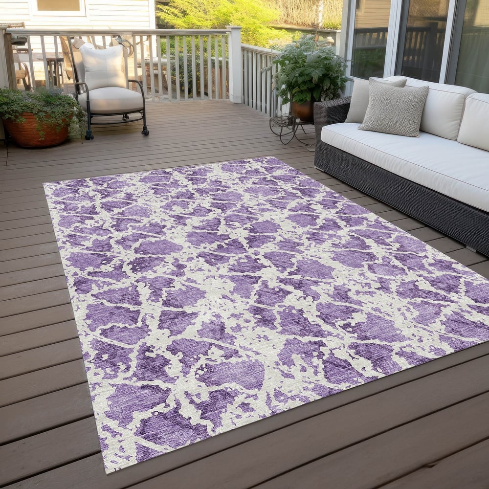Machine Washable Indoor/ Outdoor Abstract Modern Chantille Rug