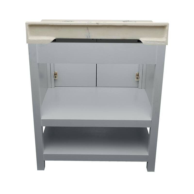 Taos 31" Bathroom Vanity with Cultured Marble Vanity Top Sink in White with White Basin