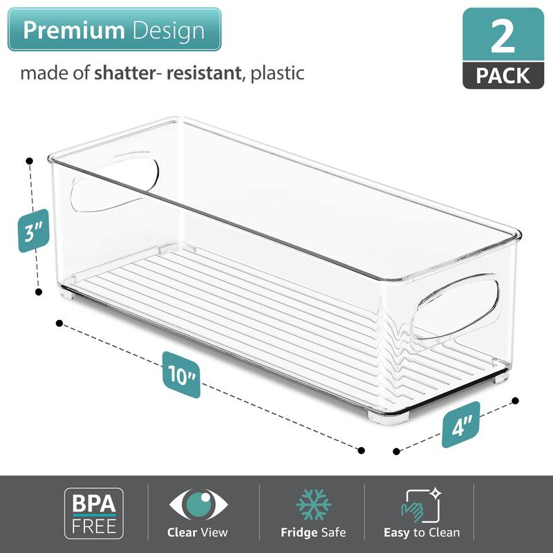 Sorbus Clear Stackable Organizer Bins, Storage Bins for Bathroom, Vanity, and More with Handles (4 Pack)
