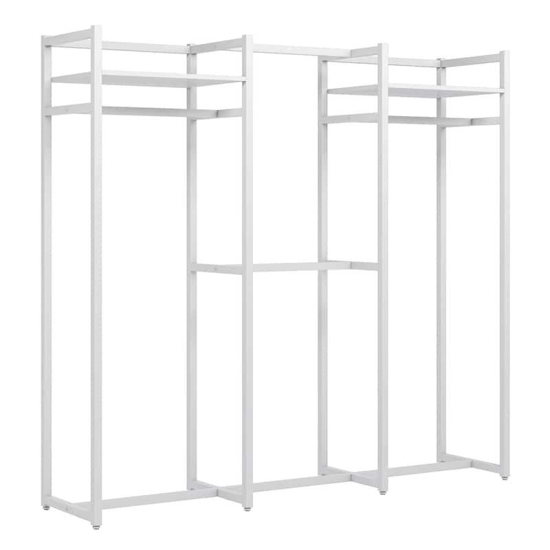 Garment Rack Heavy Duty Clothes Rack Free Standing Closet Organizer with Shelves and 4 hanging Rods - 18" wide