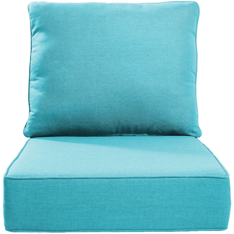 22" W x 24" D x 6" T Water & Fade Resistant Outdoor Lounge Chair Replacement Cushion Set - 1 Set - Light Blue