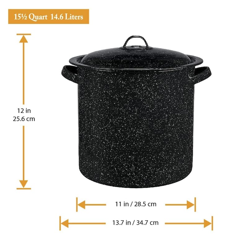 Granite Ware 15.5 Qt Steamer Pot With Rack Black