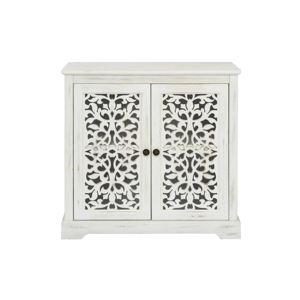 Modern Accent Kitchen Cabinet Sideboard Storage Cabinet with Hollow-Carved Door, Buffet Server Console Cabinet