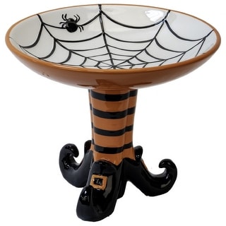 A&B Home Ceramic Spider Web Candy Bowl on Witch Legs