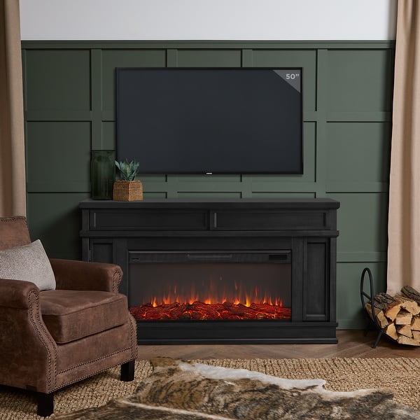 Torrey Landscape Electric Fireplace TV Stand in Black by Real Flame