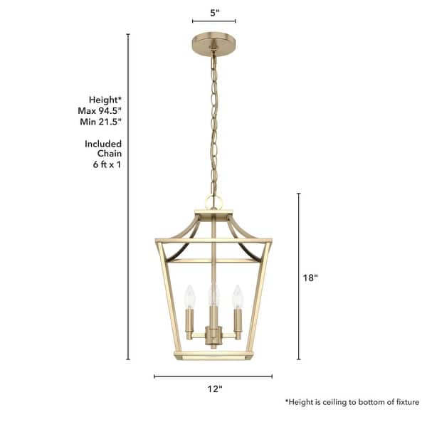 dimension image slide 0 of 3, Hunter 12" Laurel Ridge 4-Light Lantern Pendant - Kitchen Island, Dining room, Entry - Modern Farmhouse, Industrial, Candle