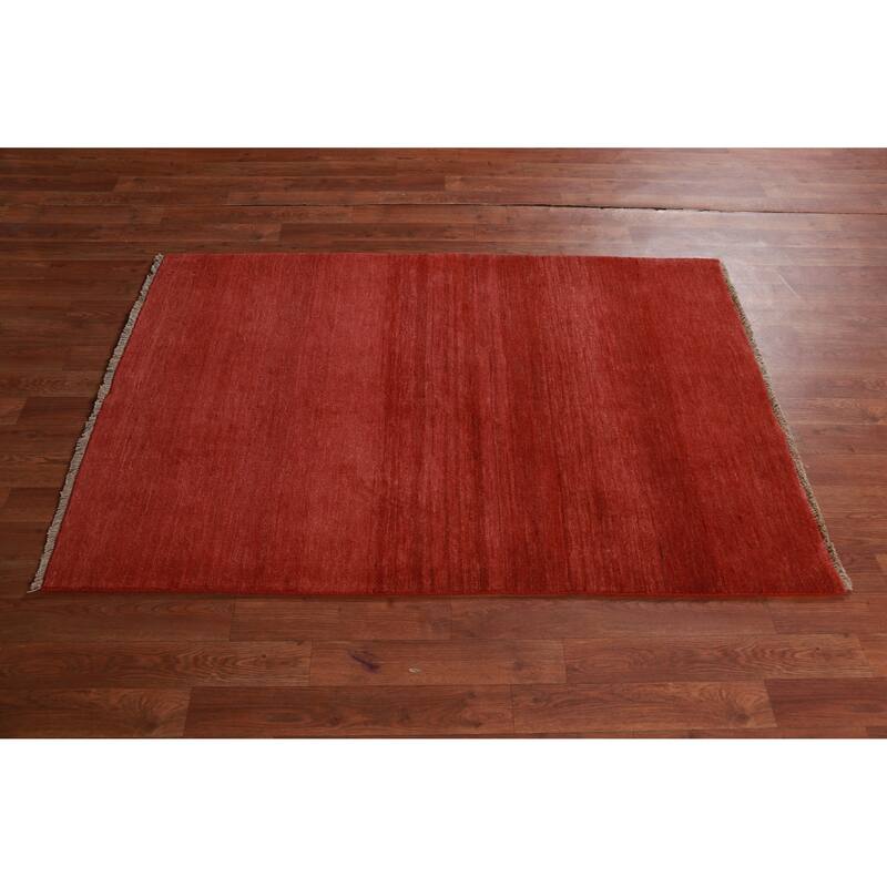 Modern Red Gabbeh Oriental Rug Handmade Wool Carpet - 3'4" x 5'0"