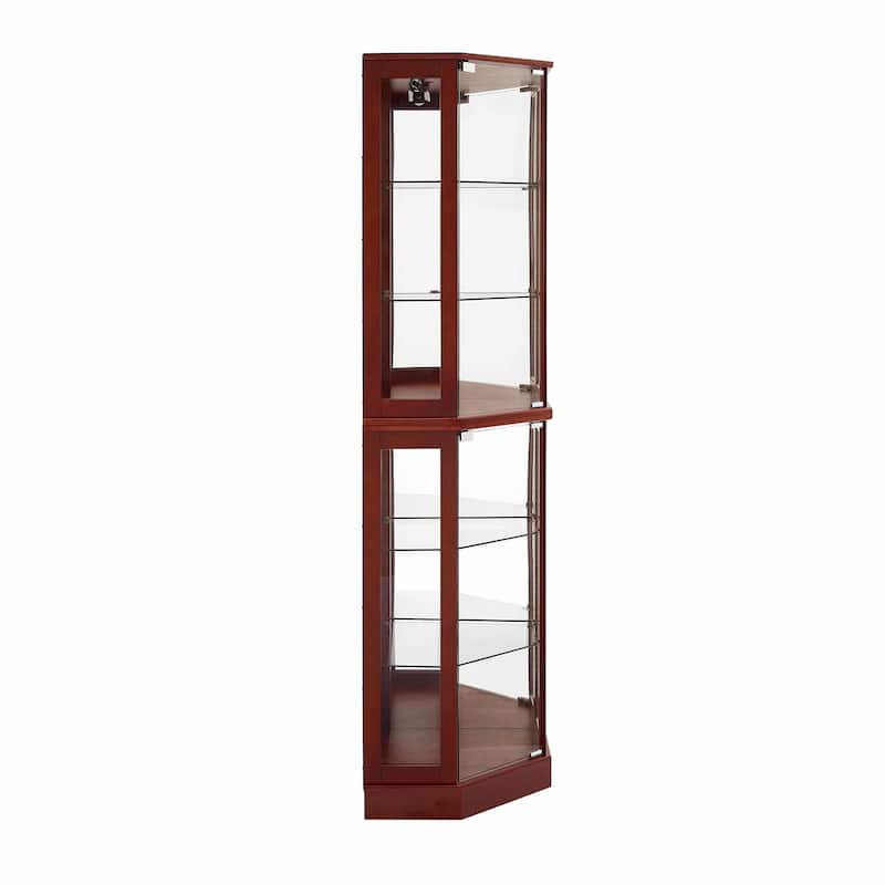 6-Shelf Corner Curio Display Cabinet with Lights, Mirrors, and Adjustable Shelves