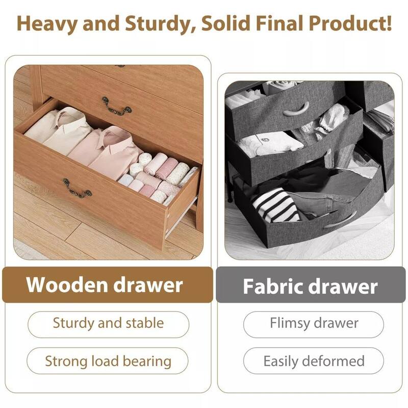 Farmhouse 5-Drawer Dresser for Bedroom, Freestanding Vertical Wooden Storage Chest
