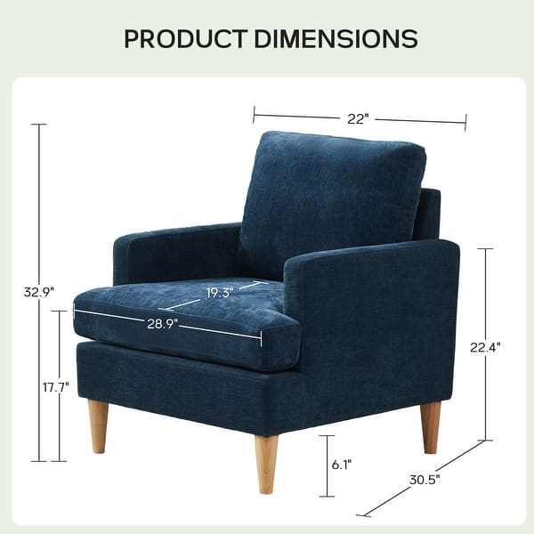 dimension image slide 5 of 7, Accent Chair/Armchair for Bedroom Living Room with Wood Legs