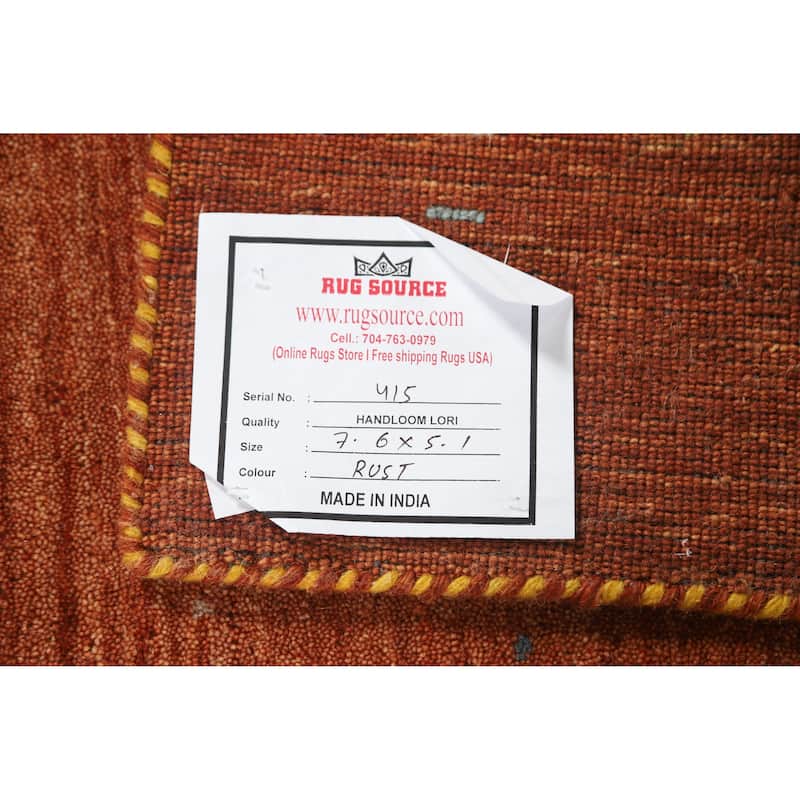 Hand Knotted Oriental 100% Wool Carpet Tribal Animal Pictorial Oranges & Rust Gabbeh Area Rug - 7' 6'' X 5' 1''