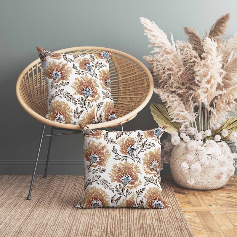 Whimsical Wilds Indoor/Outdoor Reversible Throw Pillow White and Brown