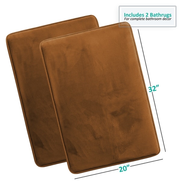 dimension image slide 37 of 58, Clara Clark Ultra Soft Plush Bathroom Rug - Non-Slip, Velvet, Memory Foam Bath Mat - Set of 2