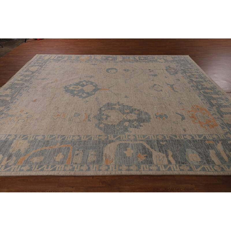 Oushak Turkish Rug Handmade Vegetable Dye Transitional Wool Carpet - 9'2"x 11'8"