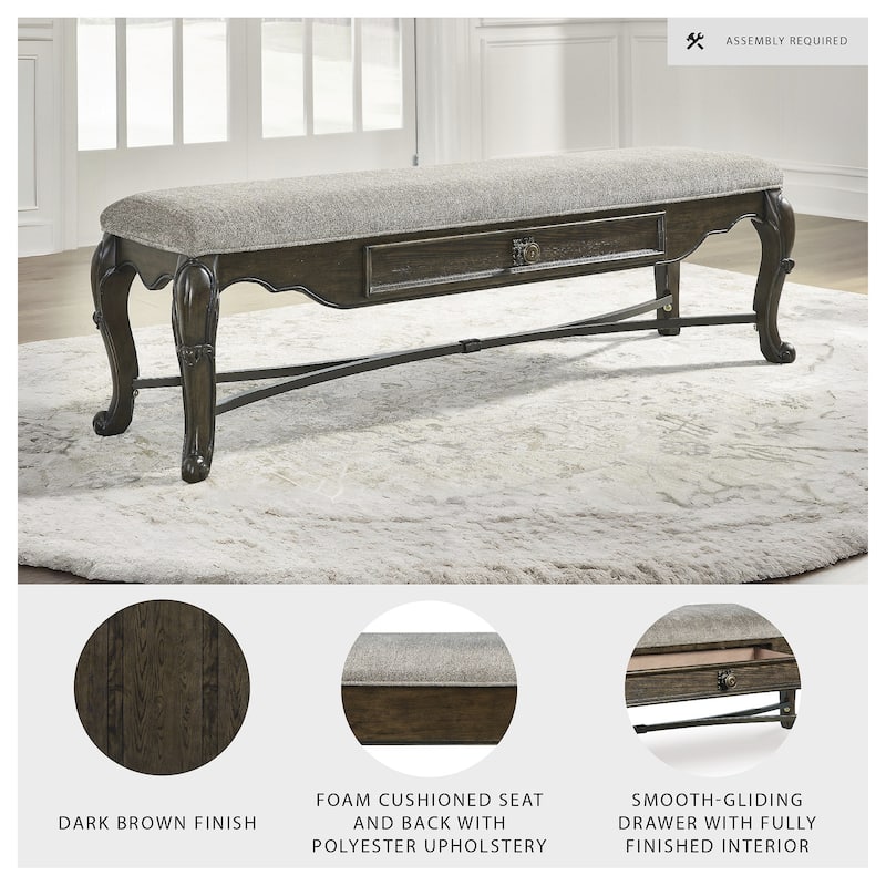 Signature Design by Ashley Maylee Dark Brown 63" Dining Bench - 63.25"W x 17.5"D x 20.25"H