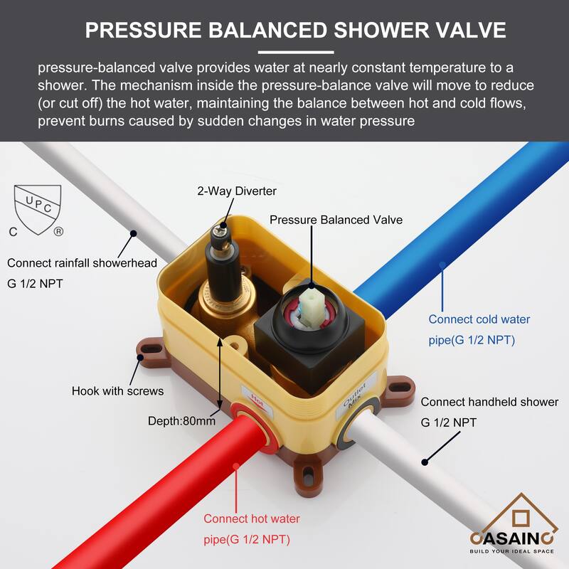 3-Spray 12 in. Ceiling Mount Dual Shower Heads 2.5 GPM Fixed and Handheld Shower Head - 12 inch
