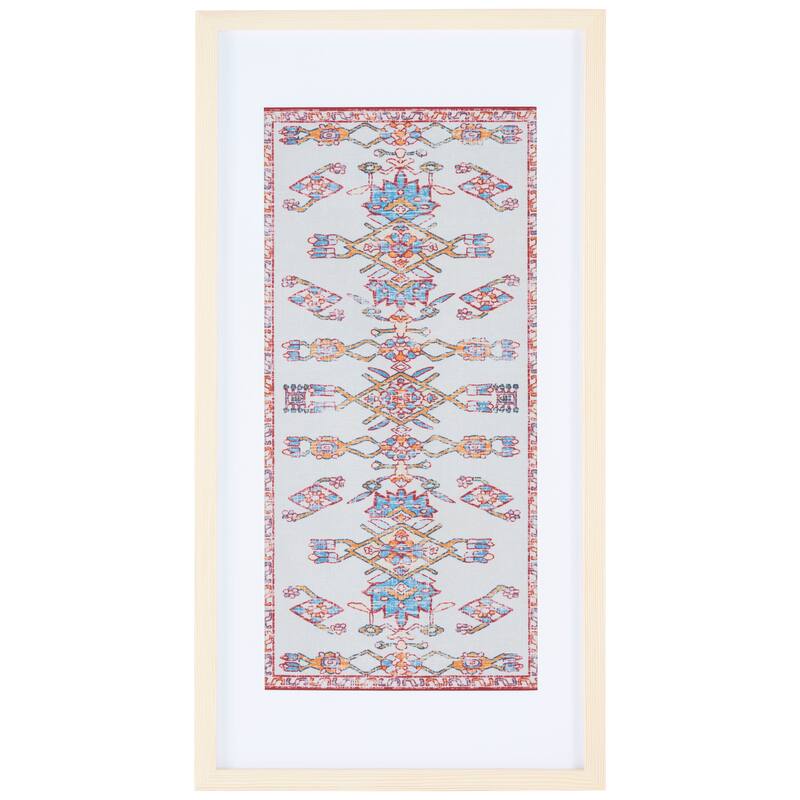 SAFAVIEH Ayseni 29-inch Blue/Orange Framed Textile Wall Art
