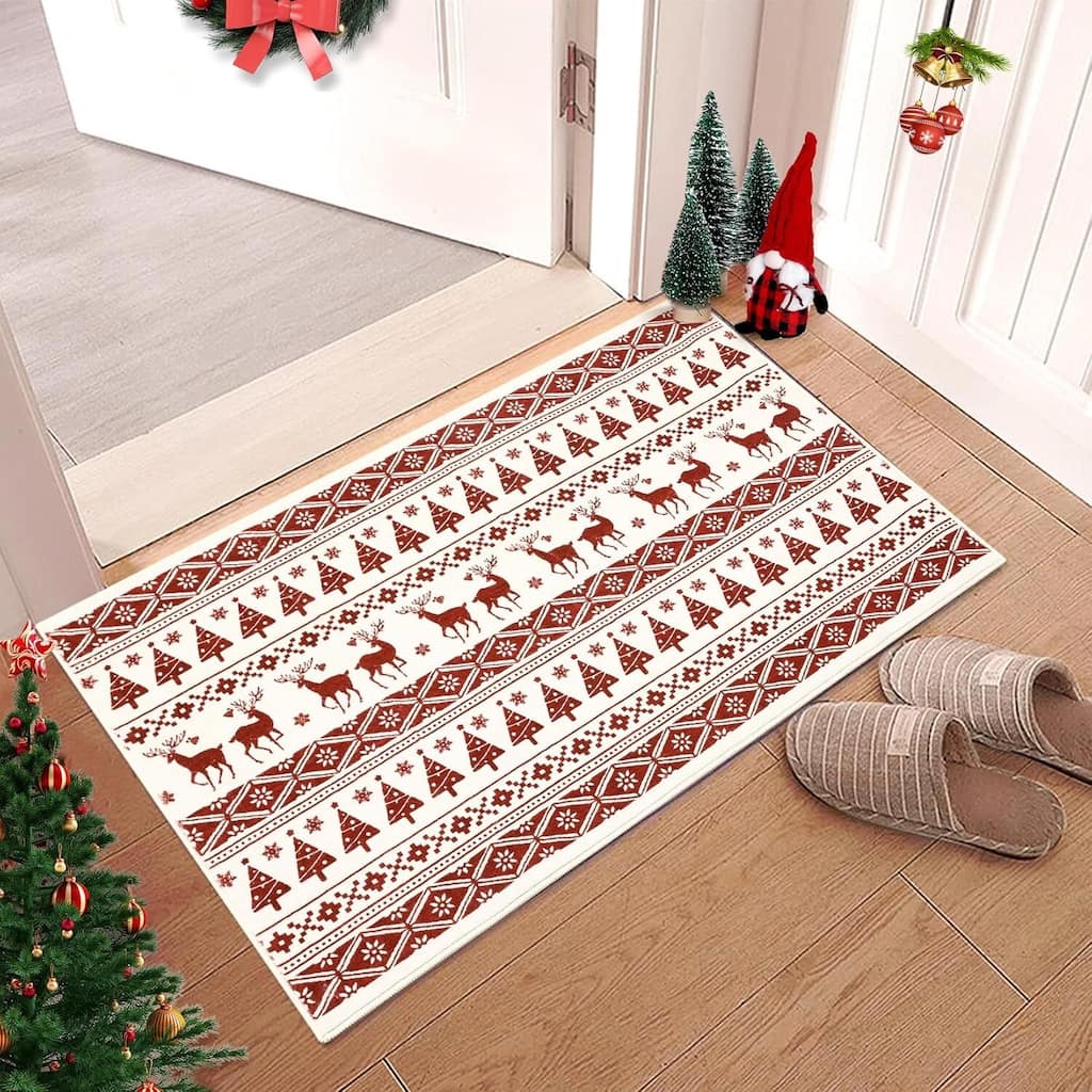 Snowflake Christmas Holiday Decorative Area Rug, for Bedroom Living Room, White