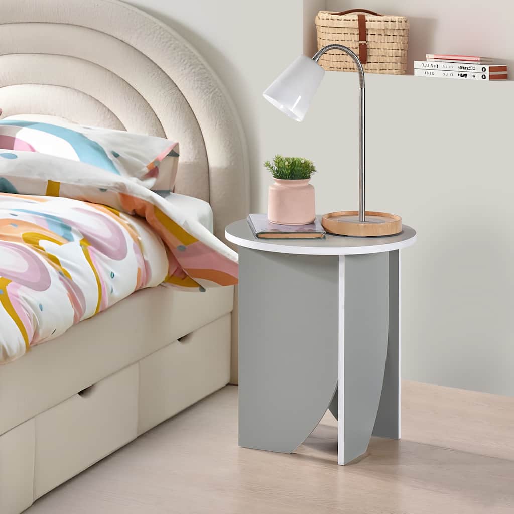 Zoe Modern Round Laminated Wood Accent End Table
