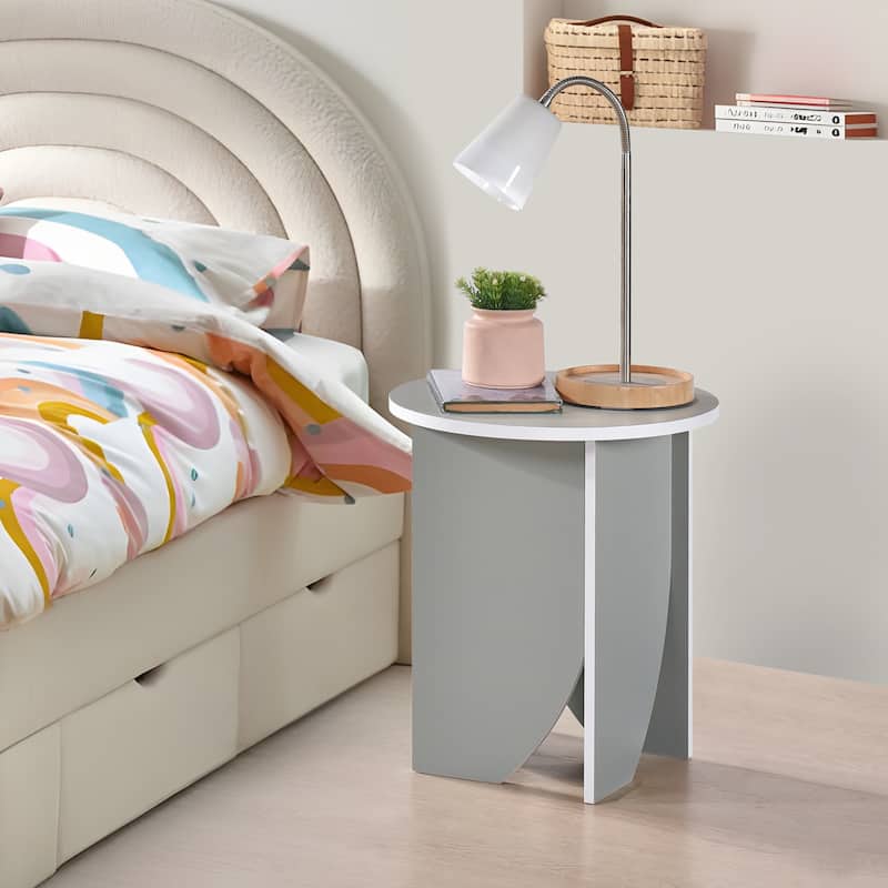 Zoe Modern Round Laminated Wood Accent End Table - Grey