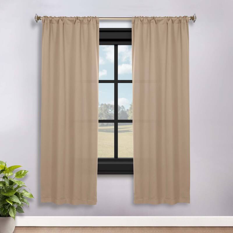 Superior Solid Machine Washable Room Darkening Semi-Blackout Curtains, Set of 2