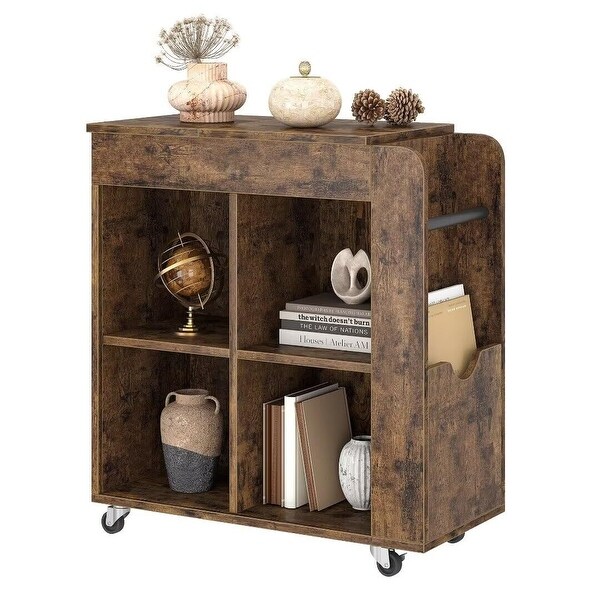 Side Table with Storage, Flip Top End Sofa Table with 3 Tier