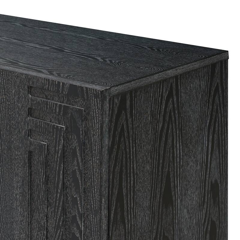 4 Doors Fluted Sideboard Buffet Cabinet, Large Wood Storage Cabinet, Accent Cabinet with Adjustable Shelves & Support Legs