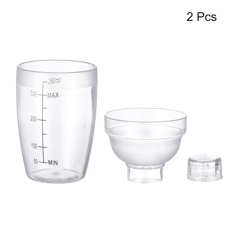 350ml 2pcs Plastic Cocktail Shaker Cup Scale Wine Beverage Mixer Drink Tools