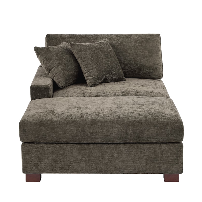Oversized Chenille Modular Armchair And Ottoman Set Living Room Set