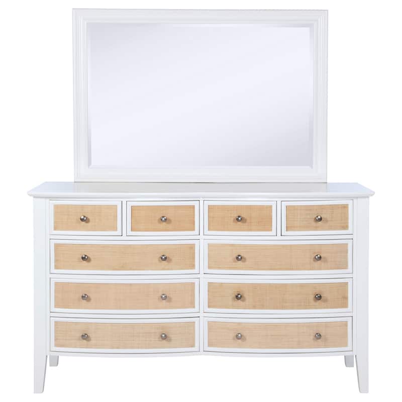 10-Drawer White Dresser and Mirror Set with Luxurious Finish, Smooth Glide Drawers, and Generous Storage Space