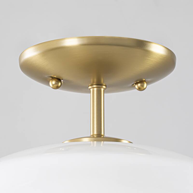 1-Light Retro Modern Glass Gold Flush Mount Ceiling Light for Living Room & Bedroom - 9.4 in. W x 11 in. H