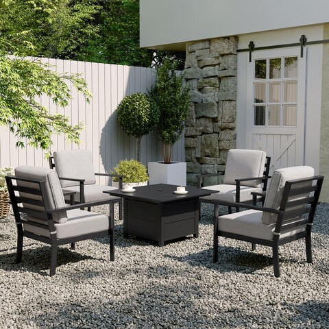 Ove Decors Connors 5-Piece Conversation Set in Light Grey