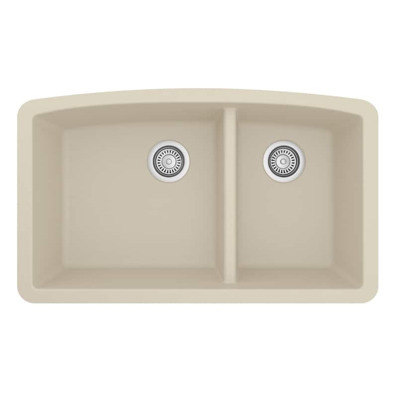 Karran Undermount Quartz Double Bowl Kitchen Sink - Bisque
