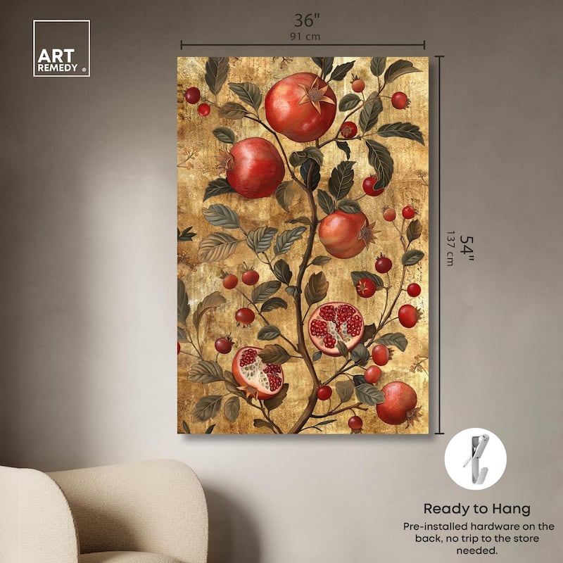 Golden Pomegranate Canvas by Art Remedy, Gallery Wrapped