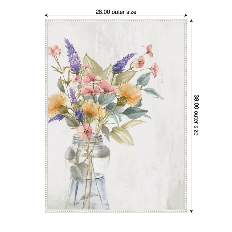 Vibrant Blooms in Glass Vase by PI Studio Framed Canvas Wall Art Print - 28 x 38 in