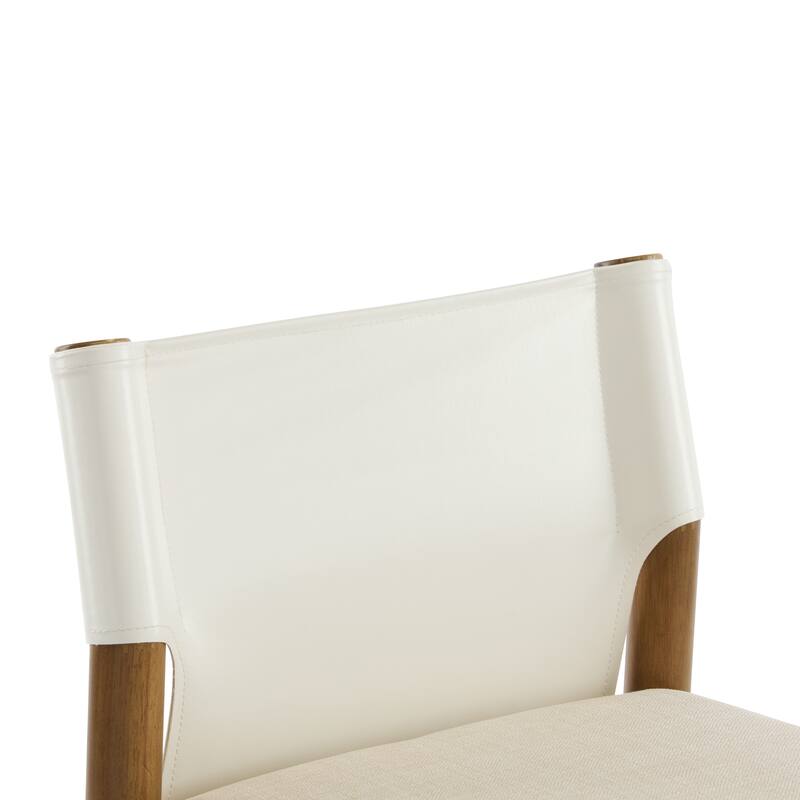 Solid Wood Bar Stools Set of 2, Fabric Upholstered Kitchen Island Stools, Armless Breakfast Bar Chairs with Footrest