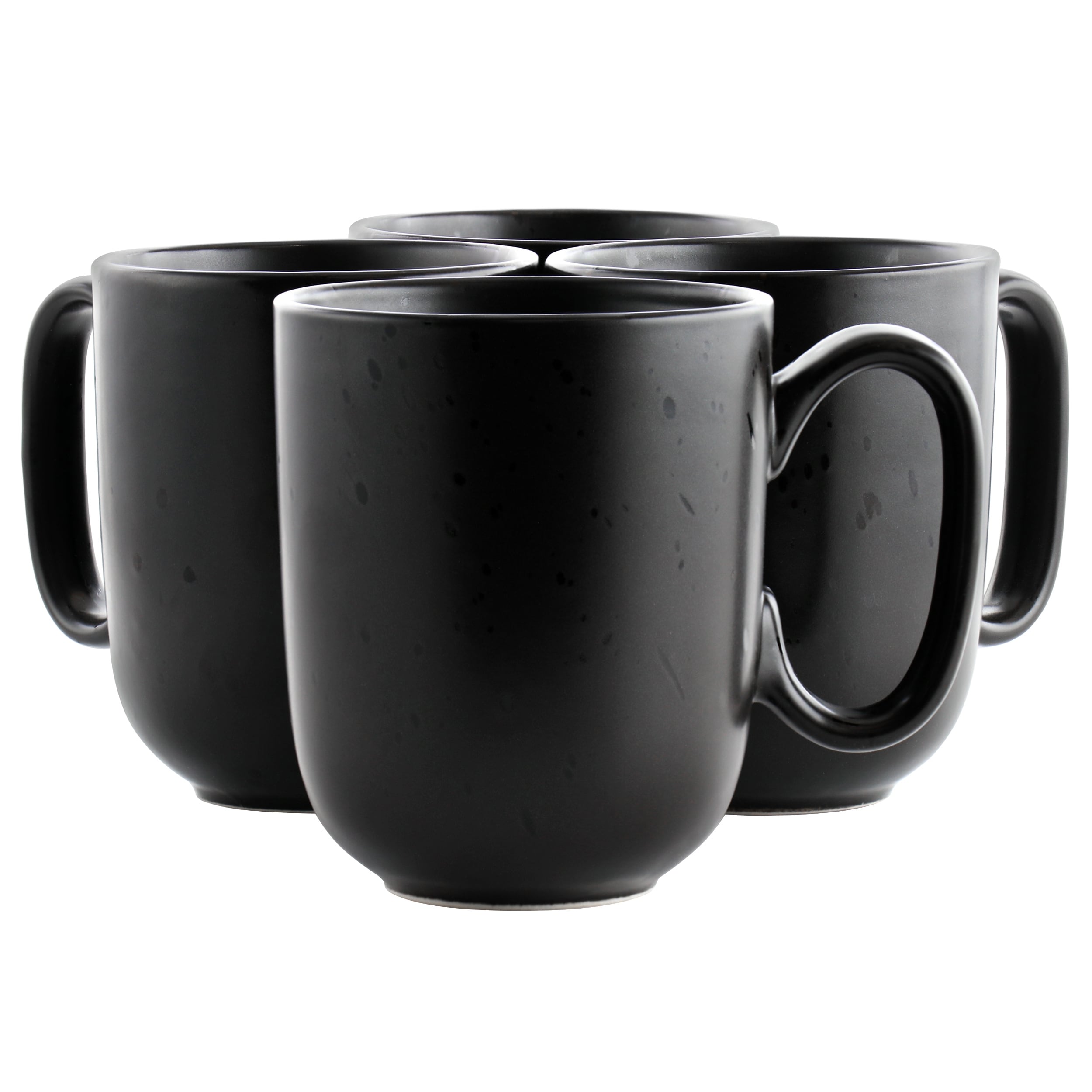 4 Piece 15 Ounce Round Stoneware Mug Set in Pepper