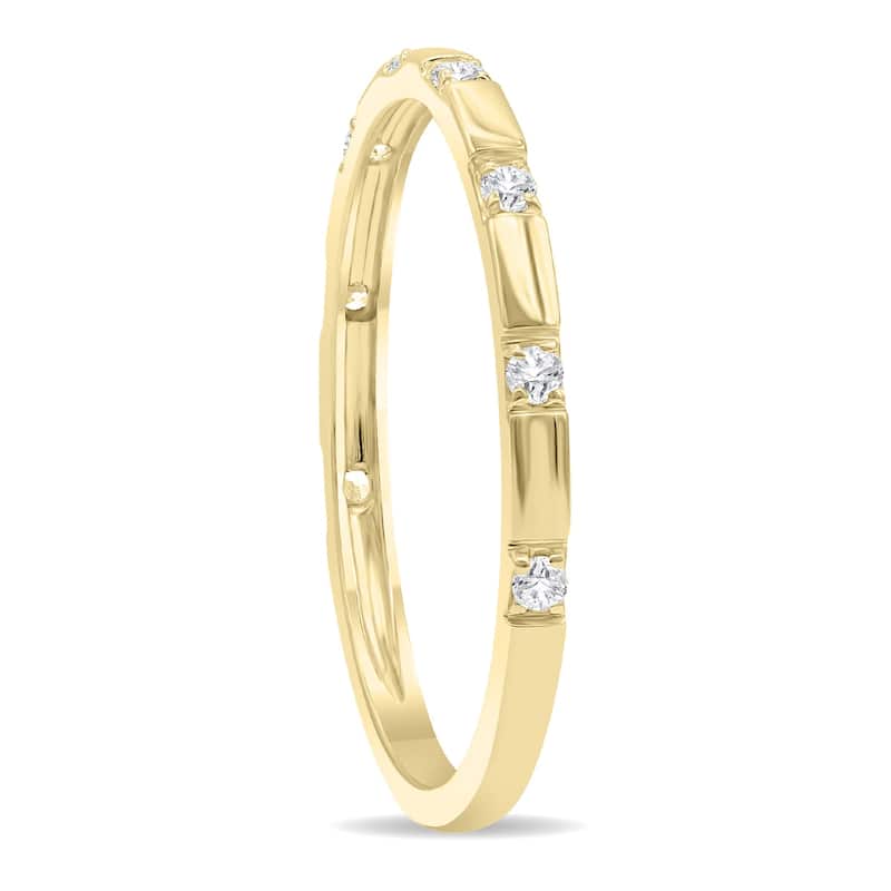 Women's 1/10 Carat TW Thin Diamond Wedding or Fashion Band in 10K Yellow Gold