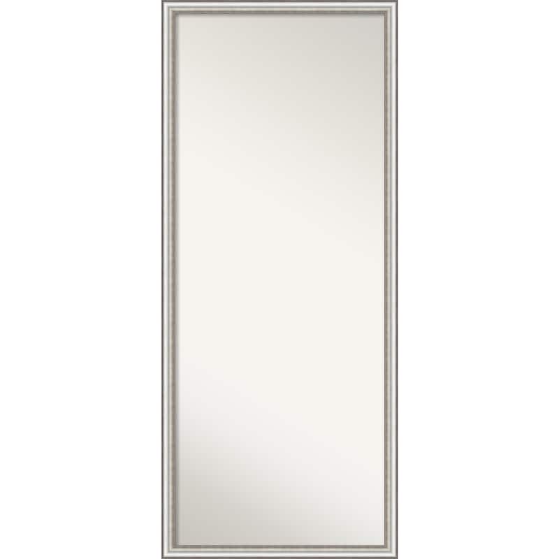 Non-Beveled Wood Full Length Floor Leaner Mirror 26.5 x 62.5 in. - Salon Silver Narrow Frame - Salon Silver Narrow - 26 x 62 in