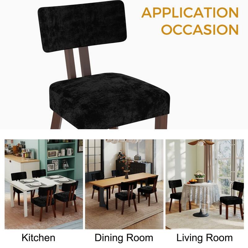 Mid-century Fabric Upholstered Dining Chairs in Dark Brown Legs, Set of 2
