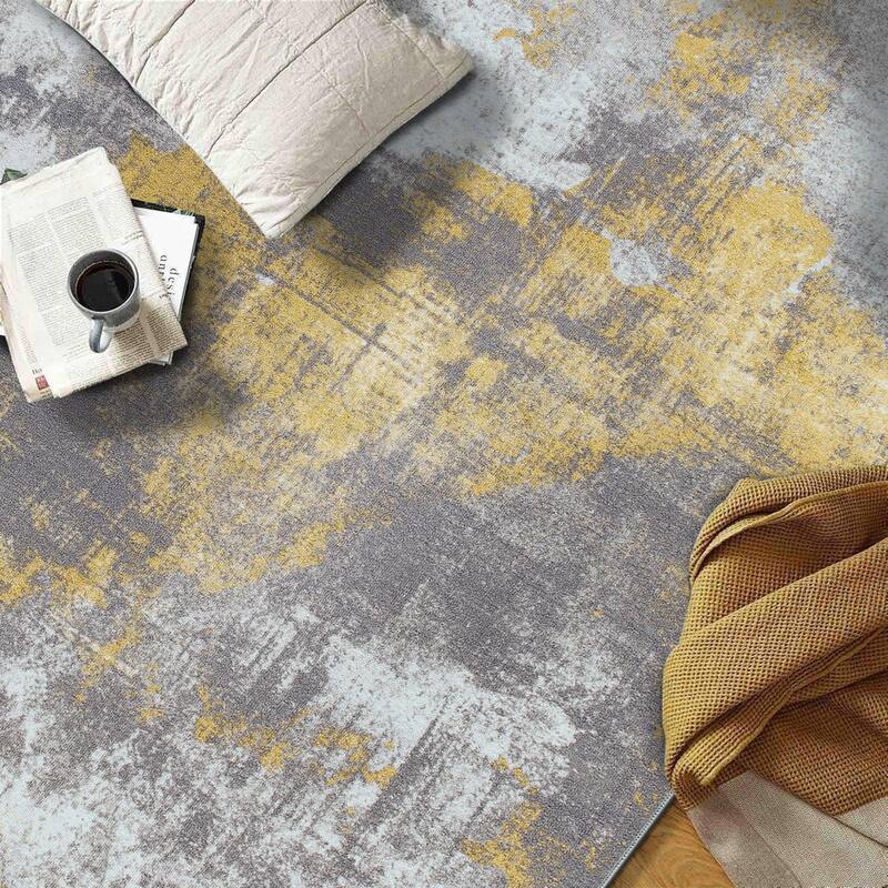 Contemporary Distressed Abstract Non Slip Area Rug