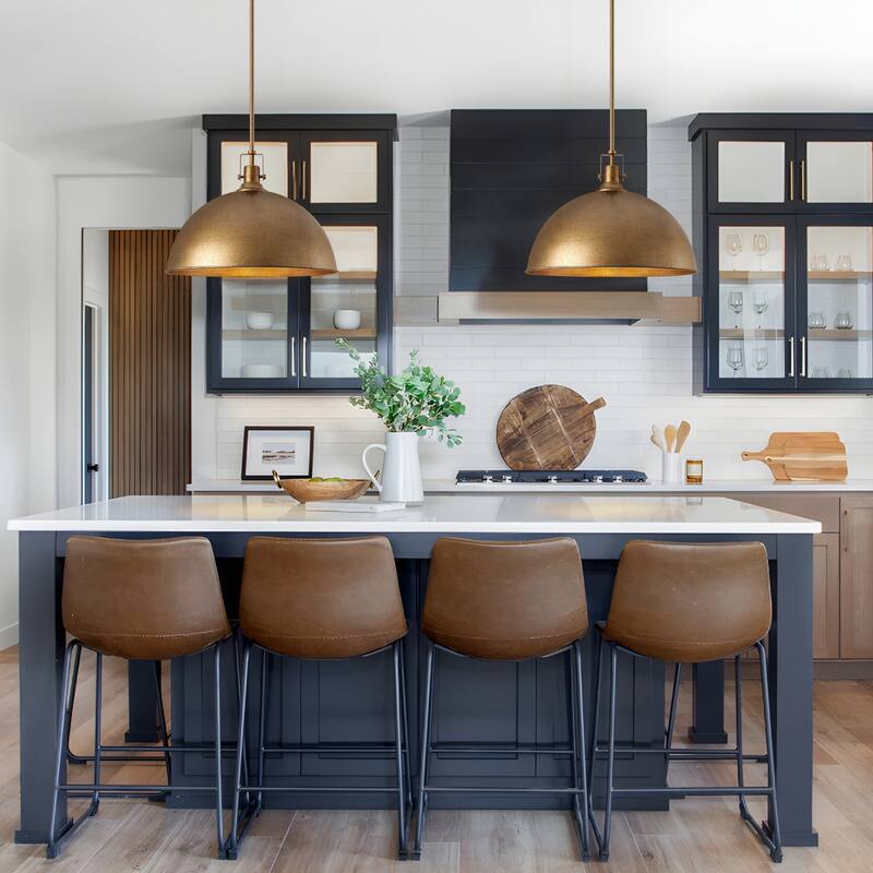 Modern Industrial 1-Light Dome Metal Pendant Light for Kitchen Island