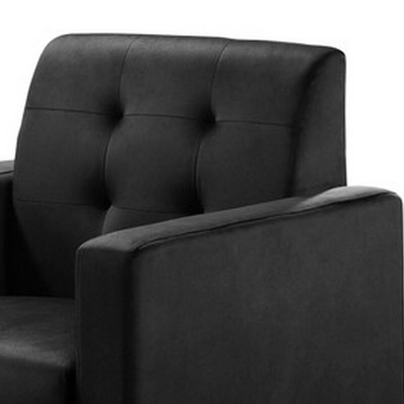 Oz Living Room Set with 2 Velvet Armchairs, Wood Accent End Table, Black