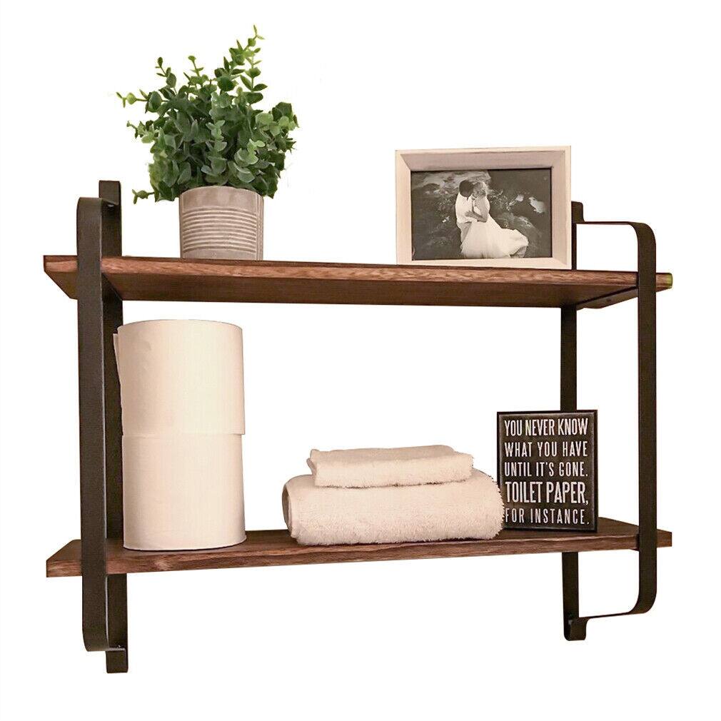 Dual-Layered Wall-Mounted Wood Shelf
