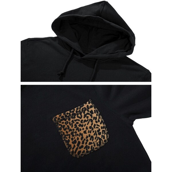 Black and leopard print hoodie Clearance