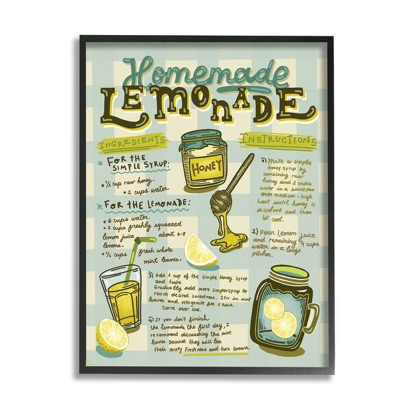 Stupell Industries Homemade Lemonade Blue Picnic Plaid Vintage Drink Recipe Framed Wall Art Overstock 34403335